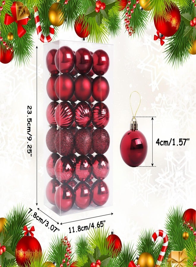 TranquilBliss 36 Pcs-1.57" Christmas Ball Ornaments, Shatterproof Hanging Balls, Tree Decorations for Xmas Tree, Wreath Decor, Holiday Party, Burgundy - Image 2